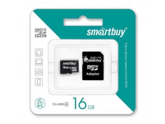 Карта памяти MicroSD 16GB Smart Buy Class 10 +SD адаптер Краснодар